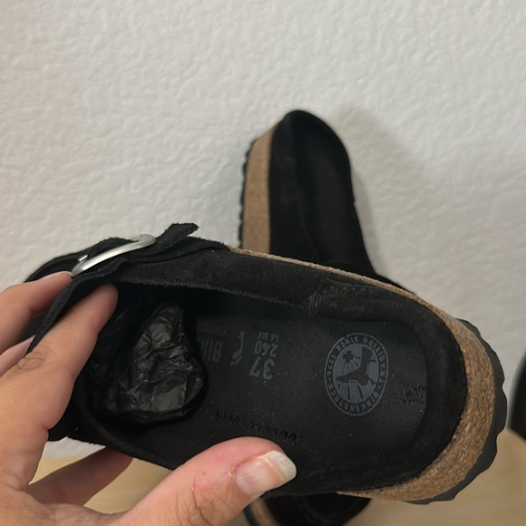 Women’s Birkenstock Buckley suede leather black mules loafers size 6 NWT - Picture 6 of 8
